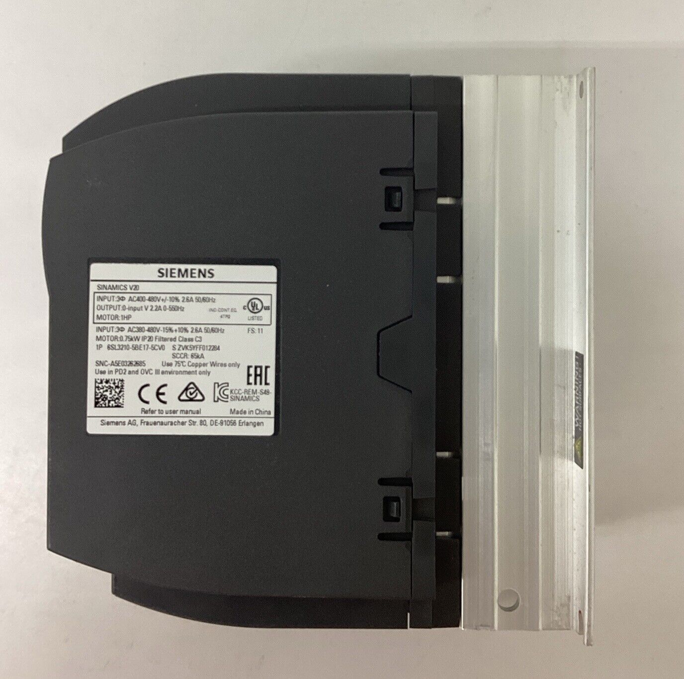 Siemens 6SL3210-5BB17-5BV1 Sinamics V20 Inverter Drive (CL398) - 0