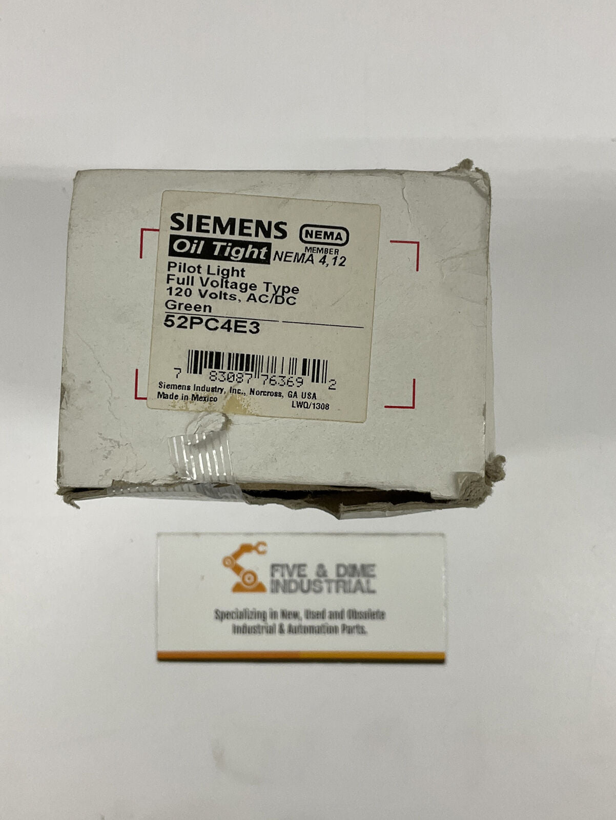 Siemens 52PC4E3 Pilot Light Green Full Voltage 120V AC/DC (RE100)