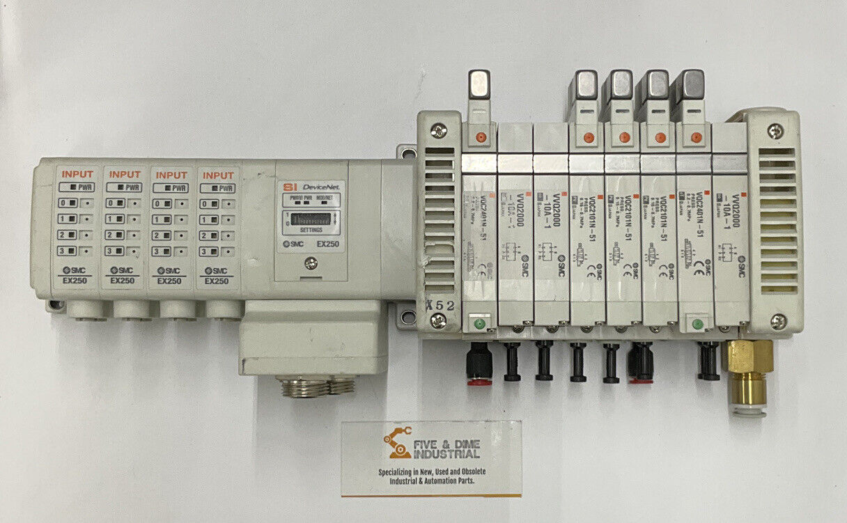 SMC EX250-SDN1-X122 DeviceNet w/ (4) IE2 Input Modules + 8 Various Valves CL278