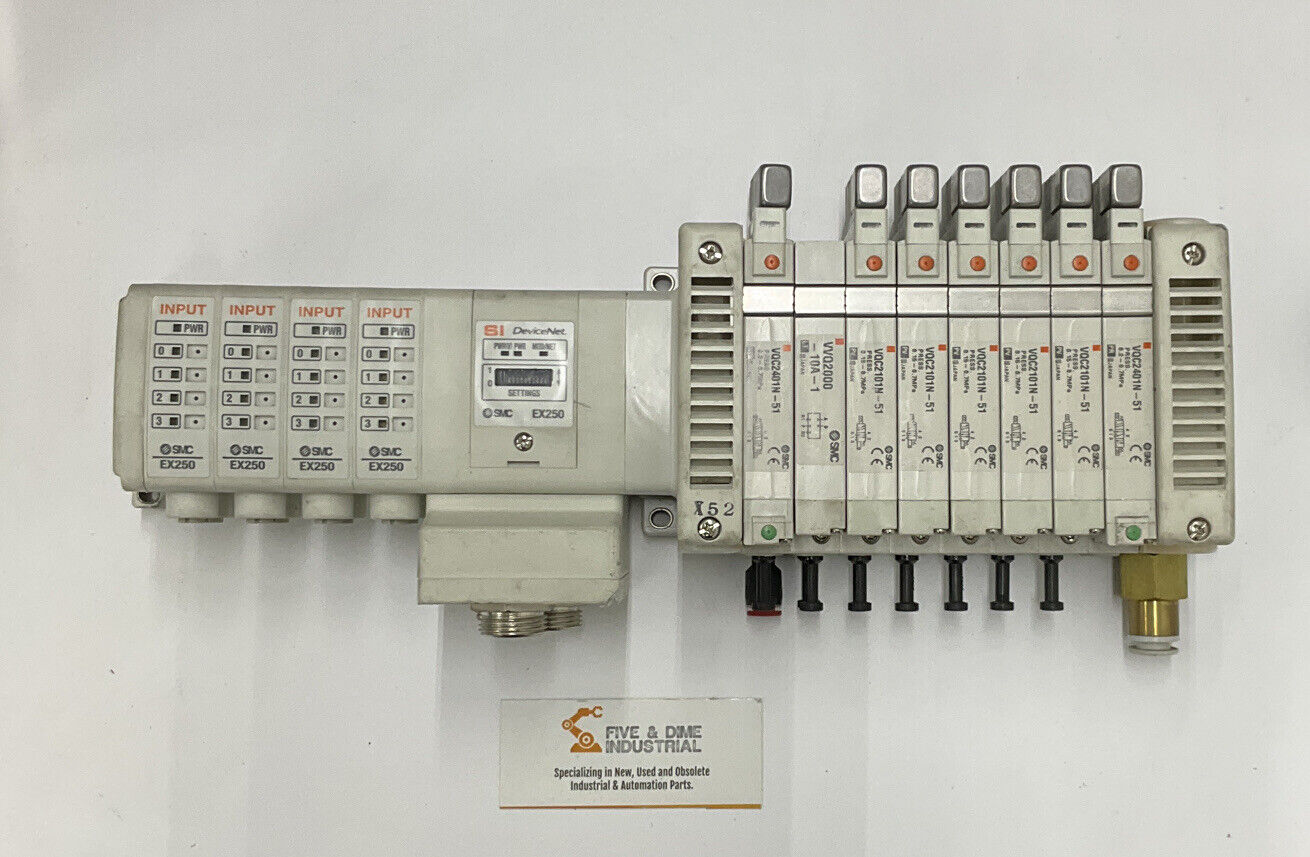 SMC EX250-SDN1-X122 DeviceNet w/ (4) IE2 Input Modules + 8 Various Valves CL276