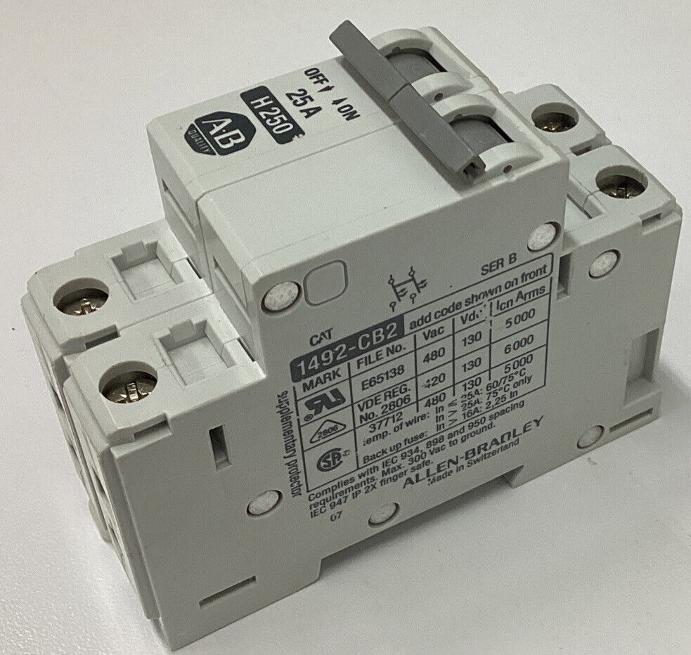 Allen Bradley 1492-CB2H250 New Ser. B DIN Mount Circuit Breaker 25 Amp (BL103) - 0