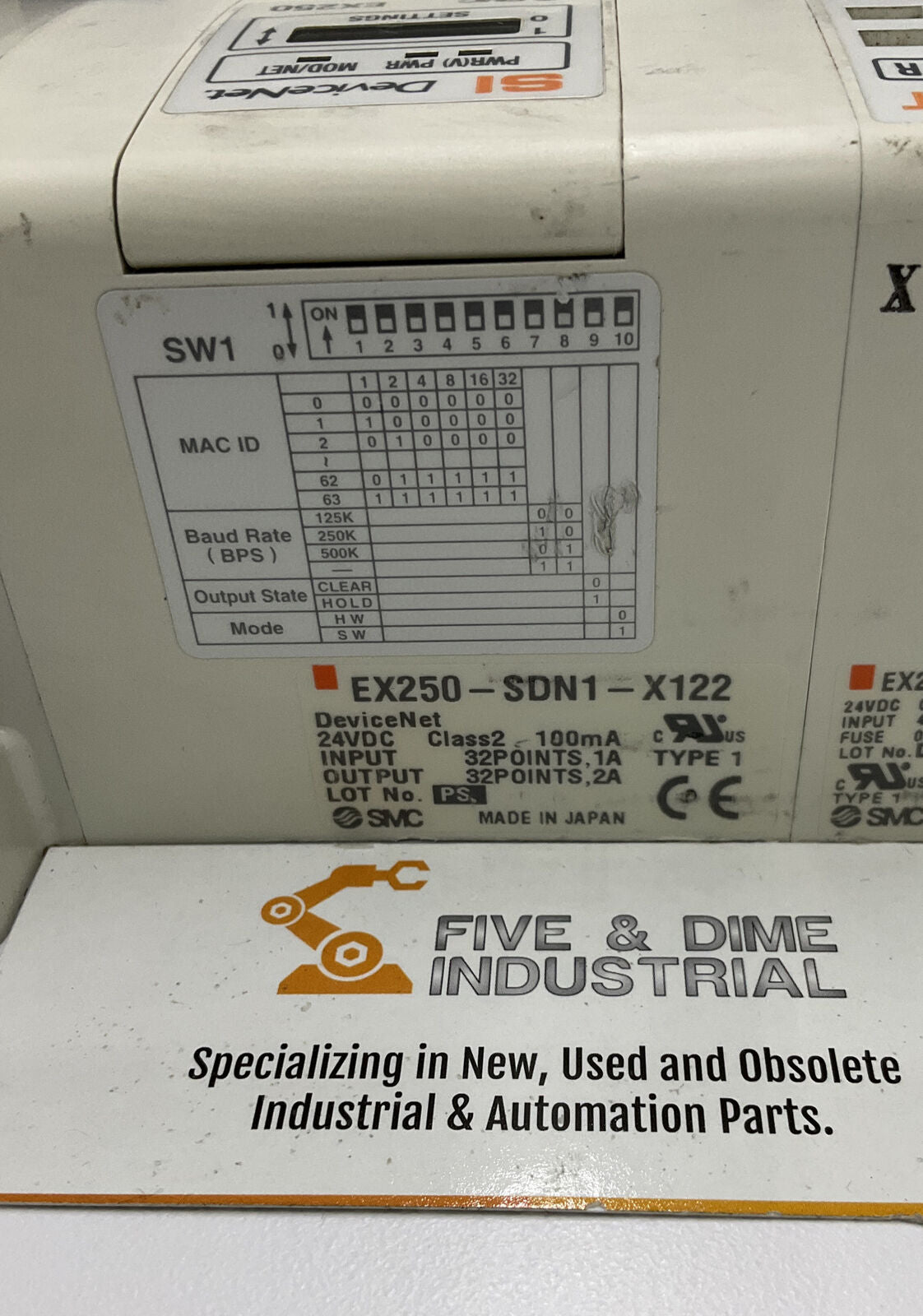 SMC EX250-SDN1-X122 DeviceNet w/ (4) IE2 Input Modules + 8 Various Valves CL290