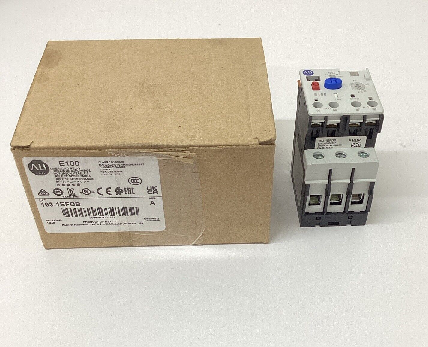 Allen Bradley 193-1EFDB Overload Relay E100 3.2-16AMP (RE168)