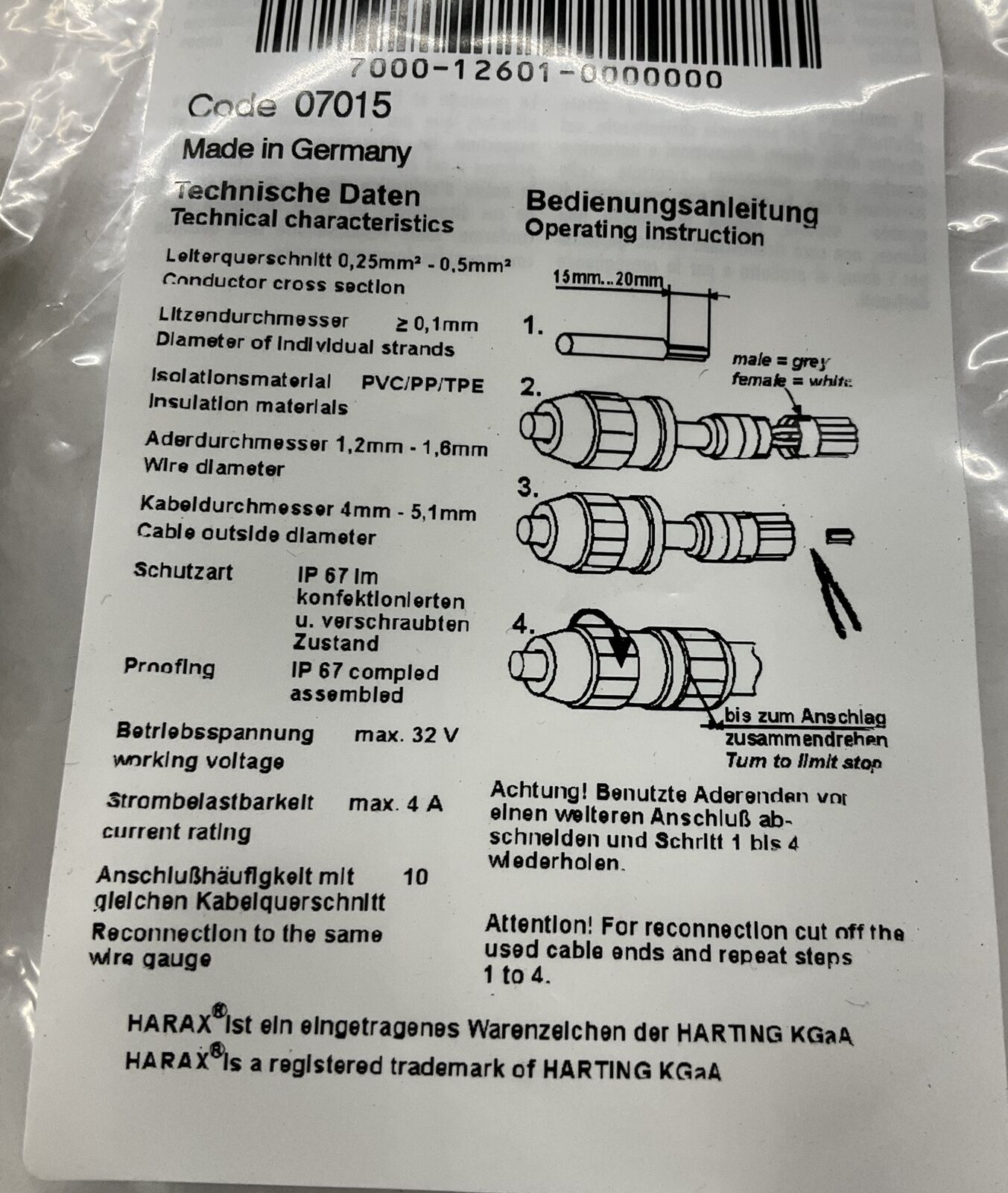 Murr 7000-12601-0000000  M12 4-Pin Field Wireable Connector (CL241)