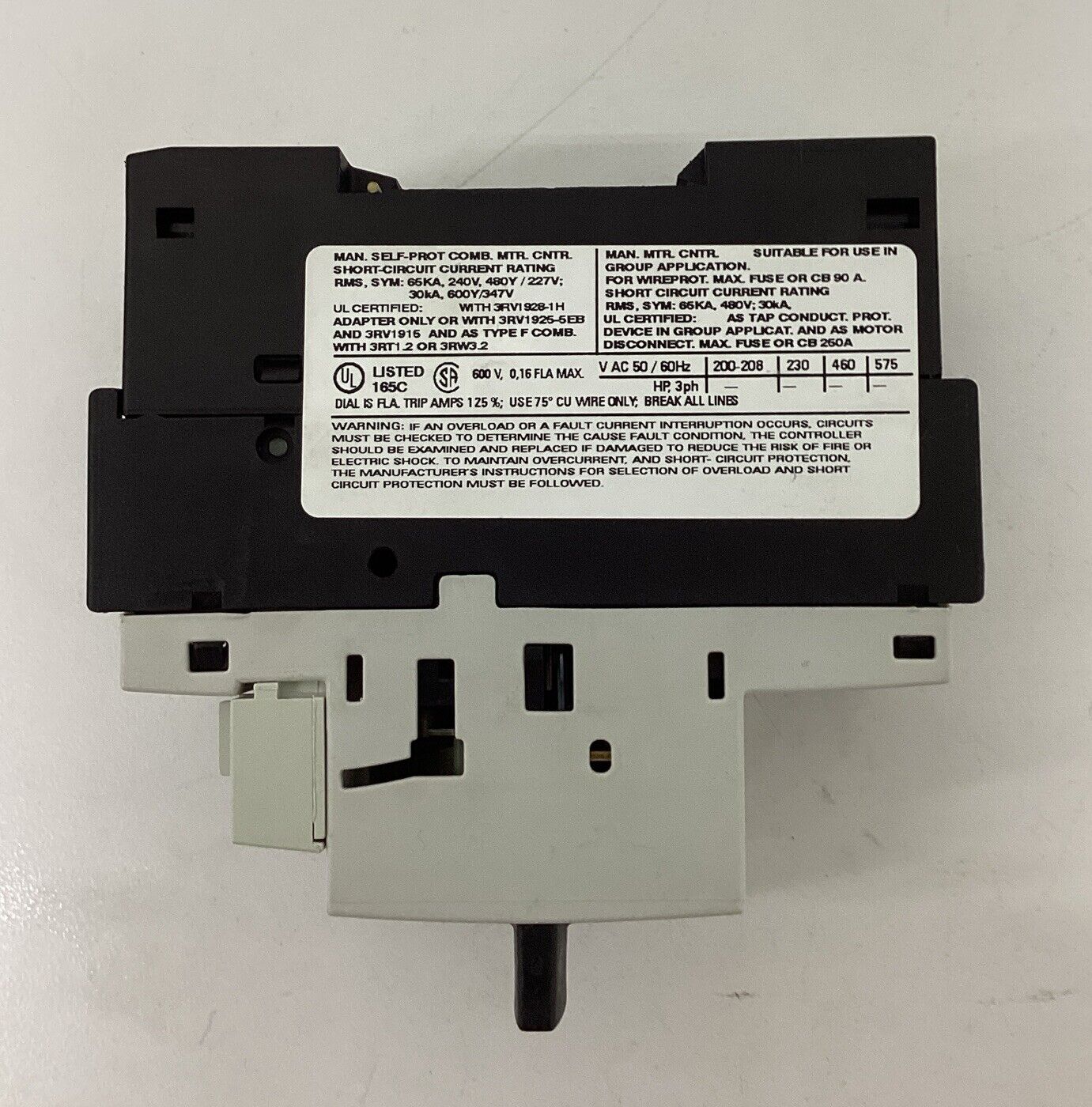 Siemens 3RV1021-0AA10 Motor Circuit Breaker 0.11-0.16 Amps (BK172)