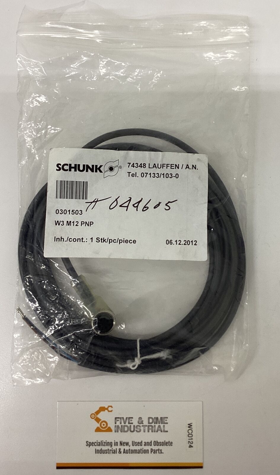 Schunk 0301503 Sensor Cable W3 M12 Pnp (GR210)