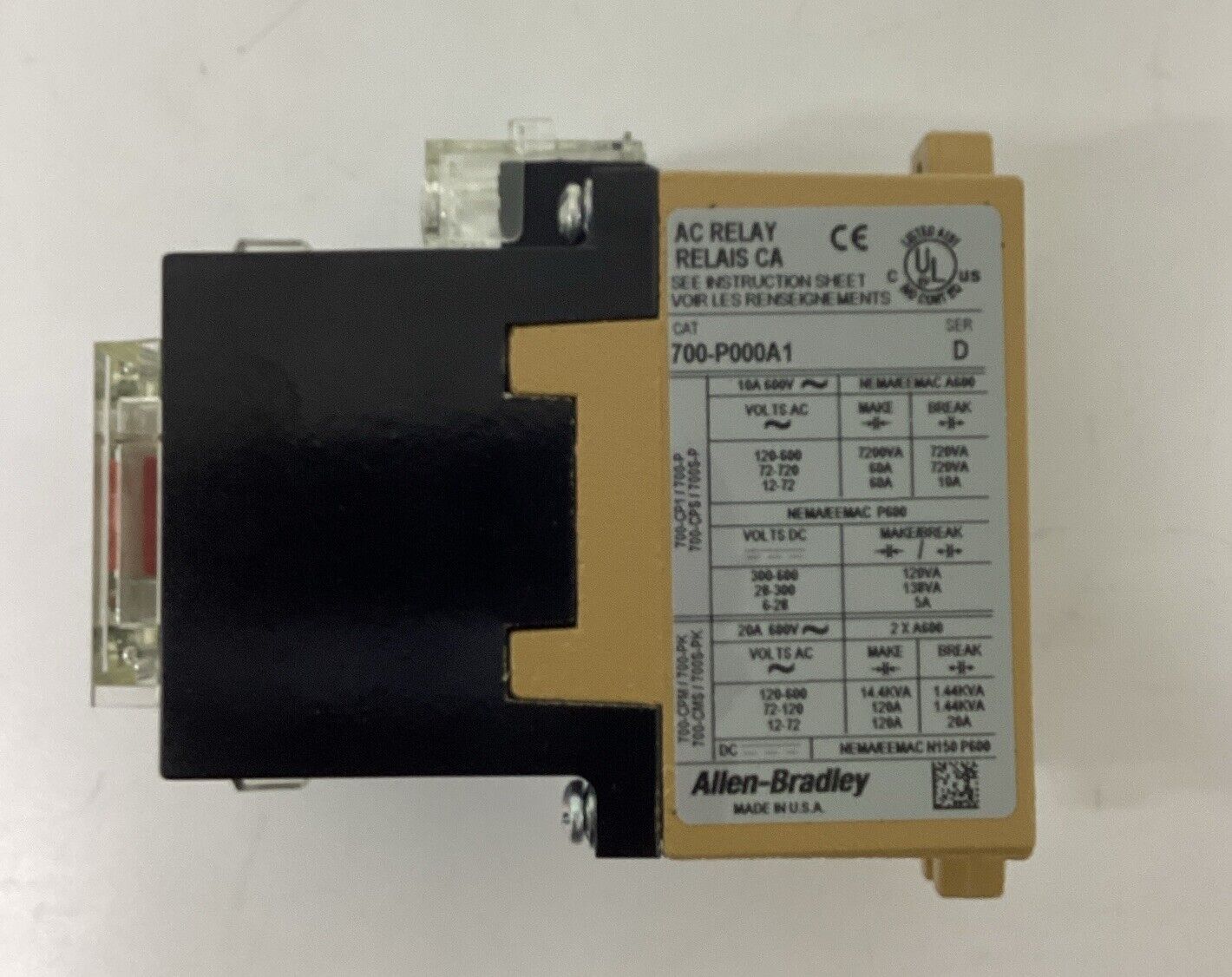 Allen Bradley 700-P000A1 New Control Relay Ser. D 115V Coil (GR139) - 0