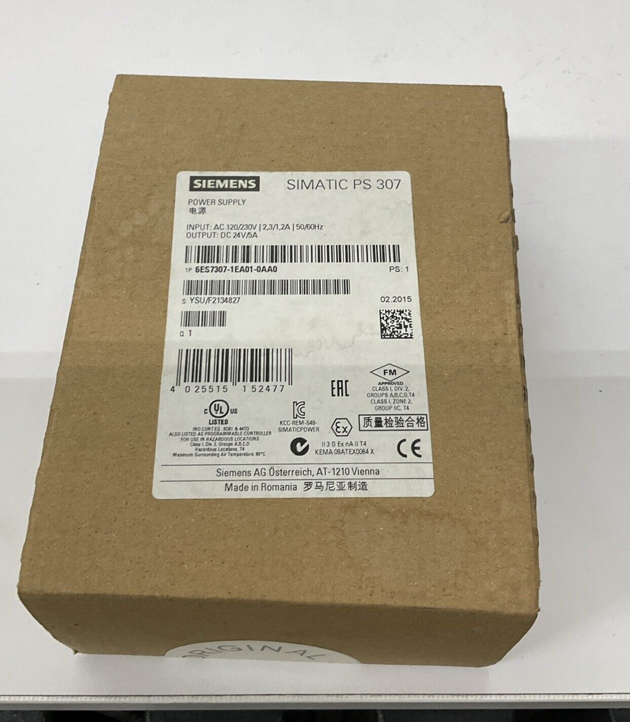 Siemens 6ES7307-1EA01-0AA0 Power Supply Factory Sealed (CL368)