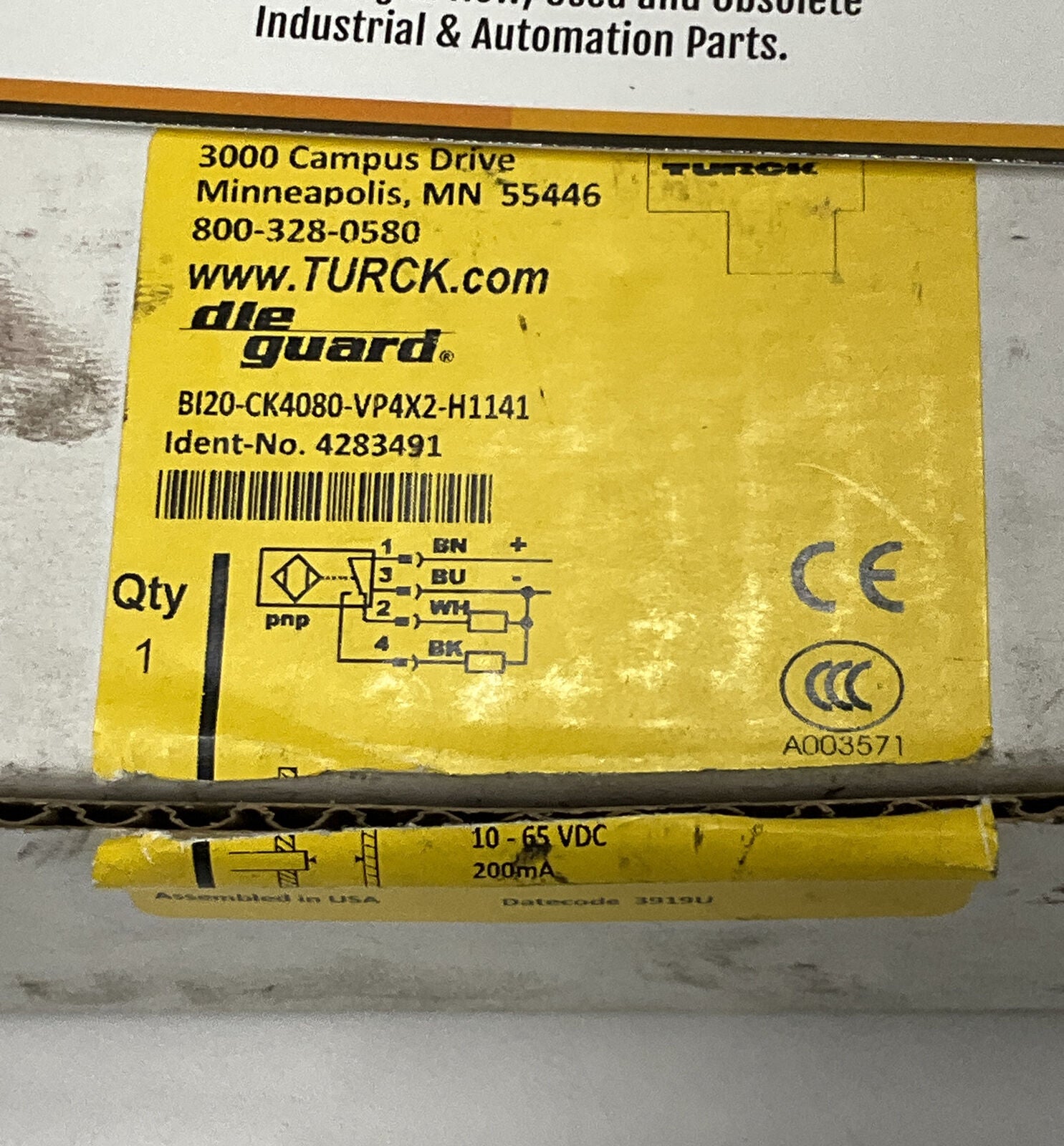 Turck BI20-CK4080-VP4X2-H1141 / 4283491 Sensor 10-65VDC SN: 20mm (RE216)