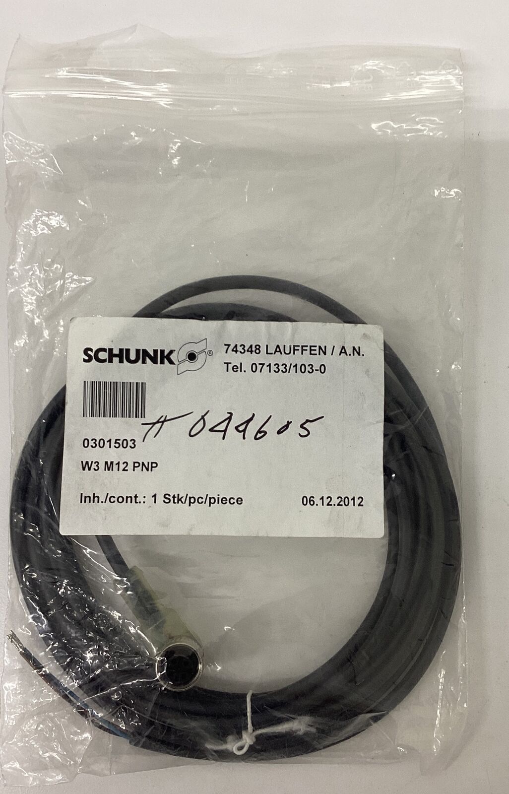 Schunk 0301503 Sensor Cable W3 M12 Pnp (GR210)