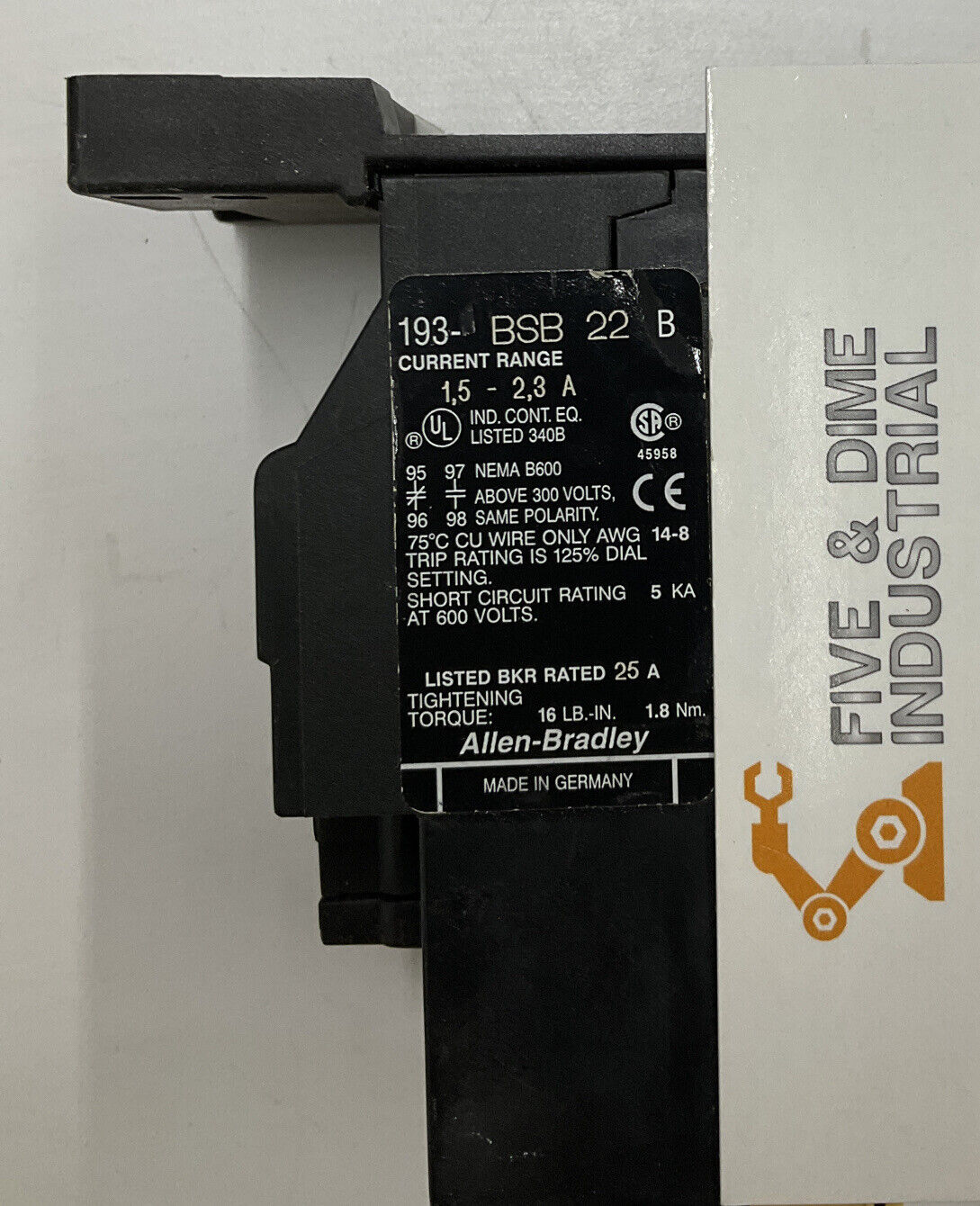 Allen Bradley 193-BSB22 Ser. B Overload Relay 1.5-2.3A w/ 193-BPM1 Adapter CL126