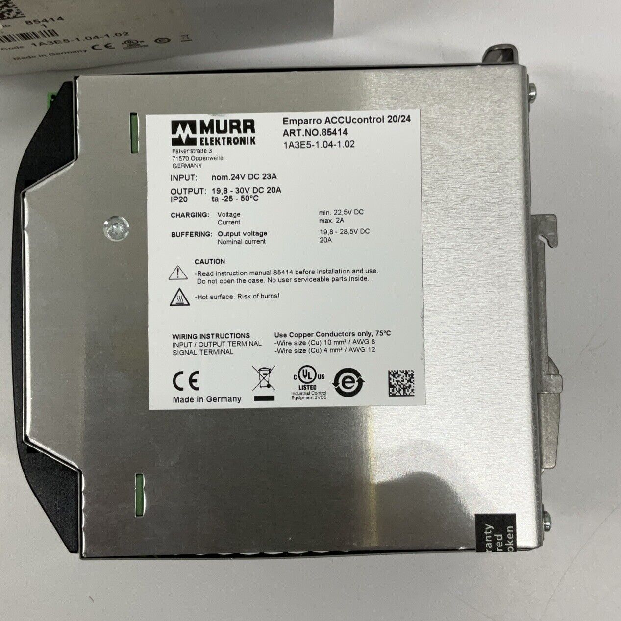 Murr Elektronik 85414 Emparro ACCUcontrol UPS-Module 1A3E5-1.04-1.02 (OV126)