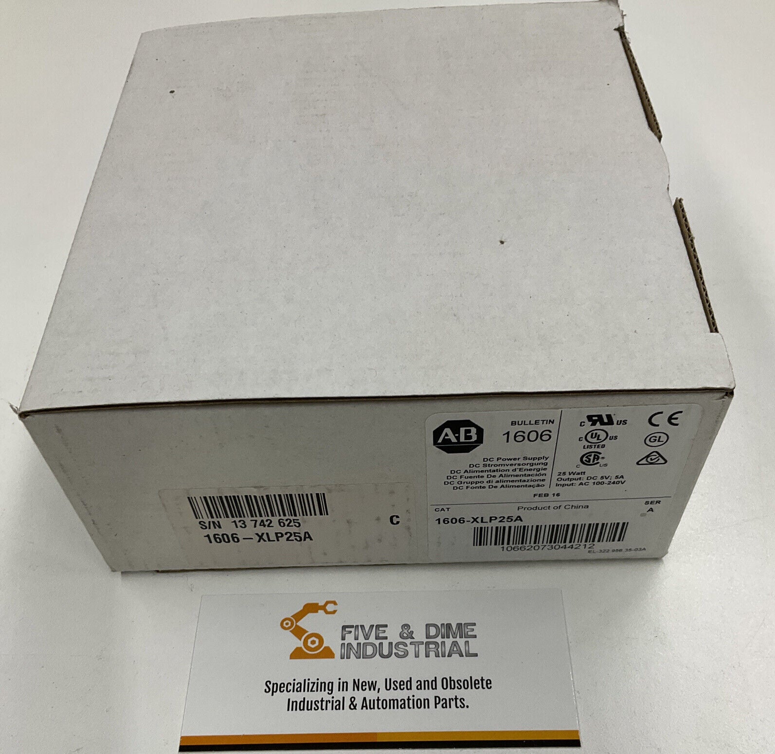 Allen Bradley 1606-XLP25A New Power Supply 25W In 100-240AC, Out 5VDC (CL260)