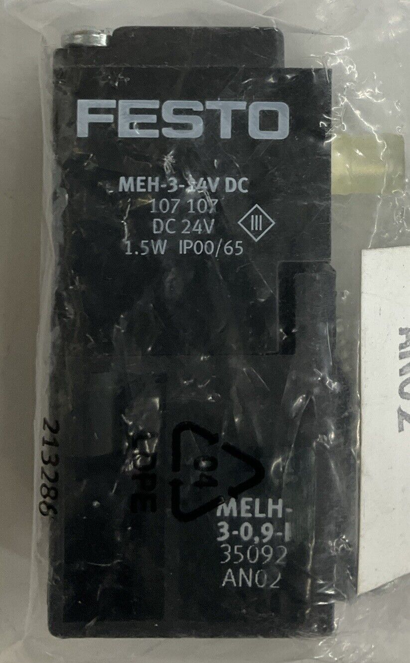 Festo  MEH-3-24V DC / MELH-3-0, 9-1  Solenoid Valve (YE122)