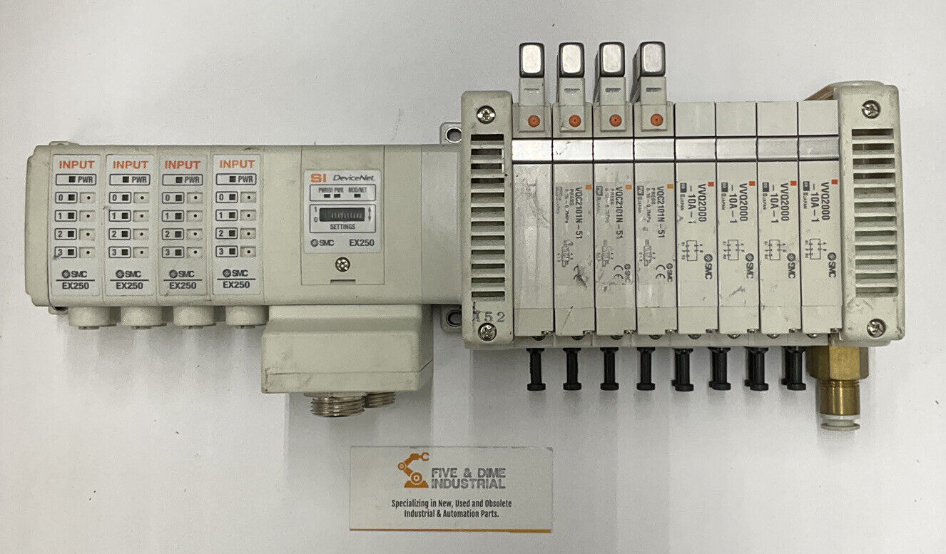 SMC EX250-SDN1-X122 DeviceNet w/ (4) IE2 Input Modules + 8 Various Valves CL290