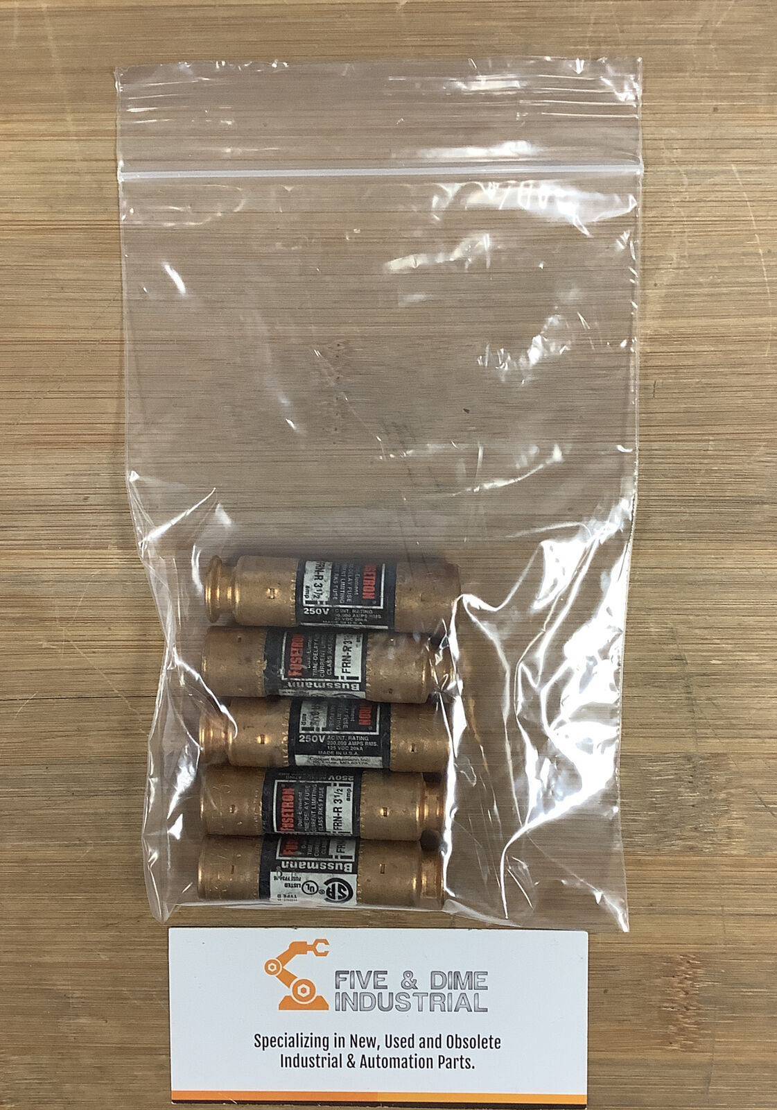 Bussmann Fusetron FRN-R-3 1/2 New Lot of 5  250V Fuse  (BL129)