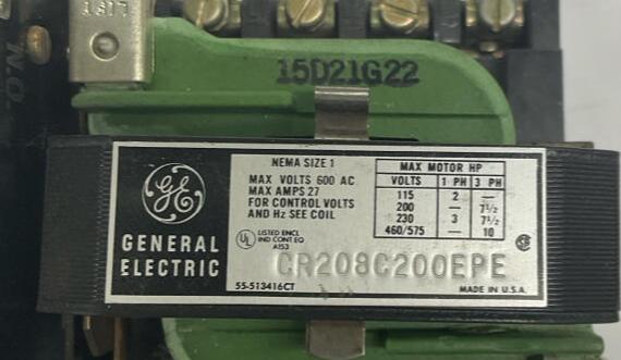 GE CR208C200EPE NEMA Size 1 110/120VAC Contactor Assembly - 0