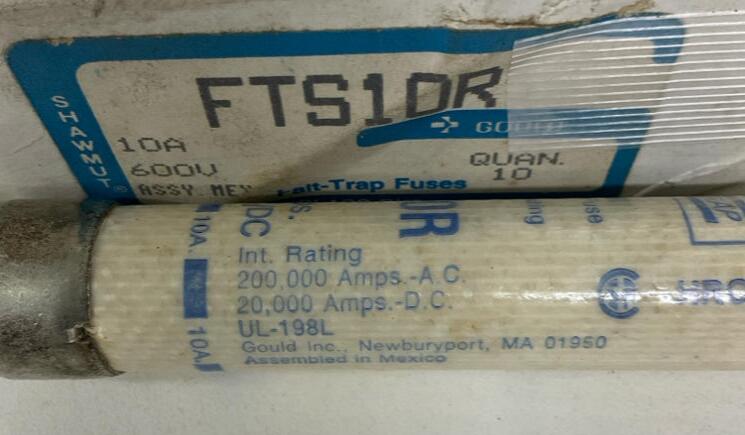 Gould Shawmut FTS10R Box of 10 Falt-Trap Fuses 10A, 600V