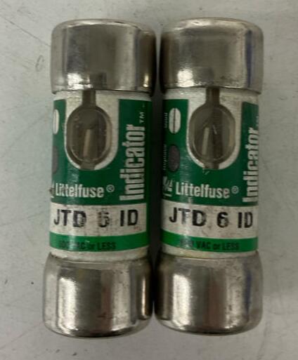 Littelfuse Indicator JTD-6-ID Lot of 2 Class J Time Delay Fuses 6-amp