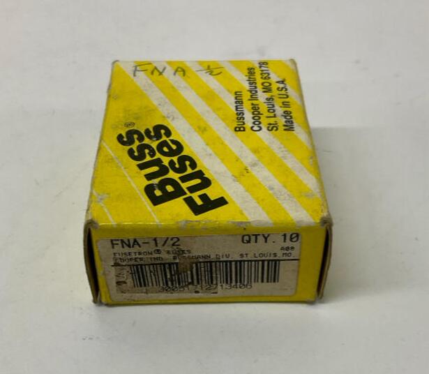 Bussmann Fusetron FNA-1/2 Box of 10 Dual Element Fuses 250VAC