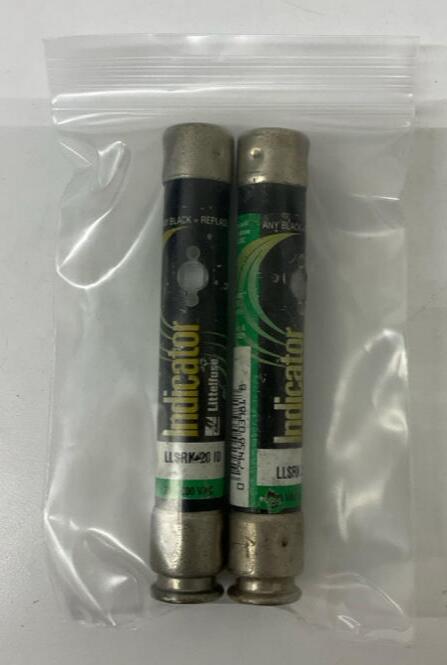 Littelfuse LLSRK-20-ID Lot of 2 Indicator Fuses 20-Amp, 75-600VAC