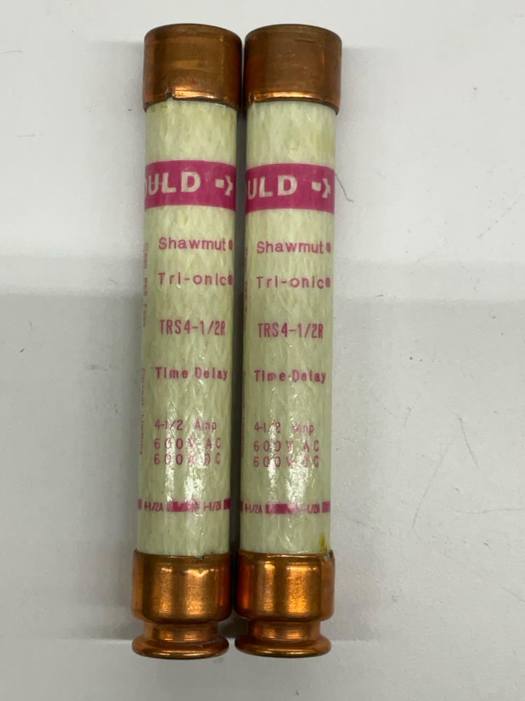 Gould Shawmut TRS4-1/2R Lot of 2, 4-1/2 Amp Time Delay Fuse - 0