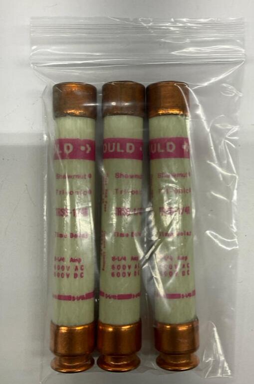 Gould Shawmut TRS6-1/4R Lot of 3 Time Delay Fuses 6.25-Amp 600V