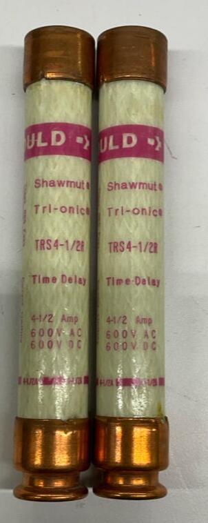 Gould Shawmut TRS4-1/2R Lot of 2, 4-1/2 Amp Time Delay Fuse