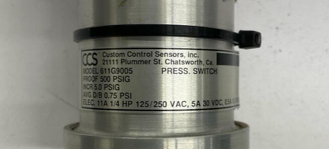 CCS 611G9005 Pressure Switch Proof 500 PSIG  125/250V, 30/125VDC - 0