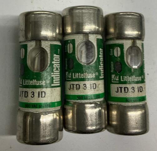 Littelfuse JTD-3-ID Indicator Lot of 3 Fuses 3-Amp, 600V - 0