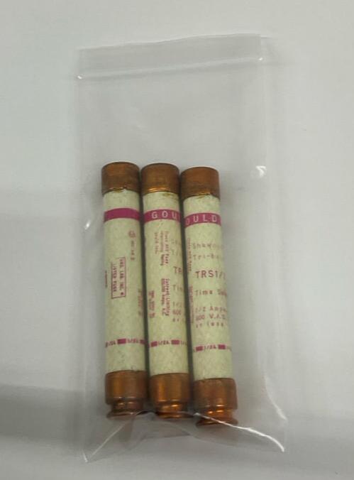 Gould  TRS1/2R Lot of 3 Time Delay Fuses 1/2-Amp, 600VAC