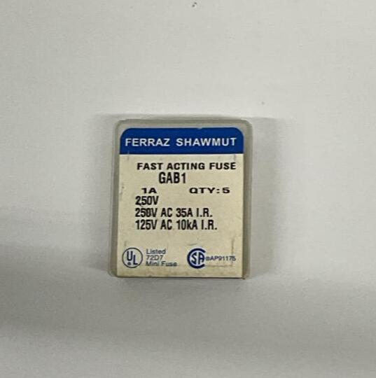 Ferraz Shawmut GAB1 Package of 5 1A, 250VAC Fuses Fast Acting