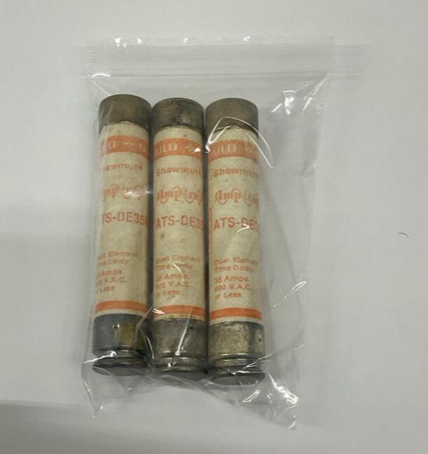 Gould Shawmut ATS-DE35R  Lot of 3  35-A, 600VAC Time Delay Fuses