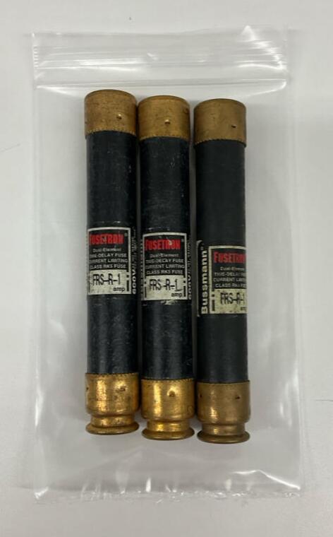 Bussmann FRS-R-1 Fusetron Lot of 3  1-Amp Fuses 600VAC, 300VDC