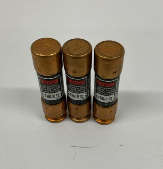 Bussmann FRN-R-30 Fusetron Lot of 3 Time Delay Fuses 250V, 30-Amp