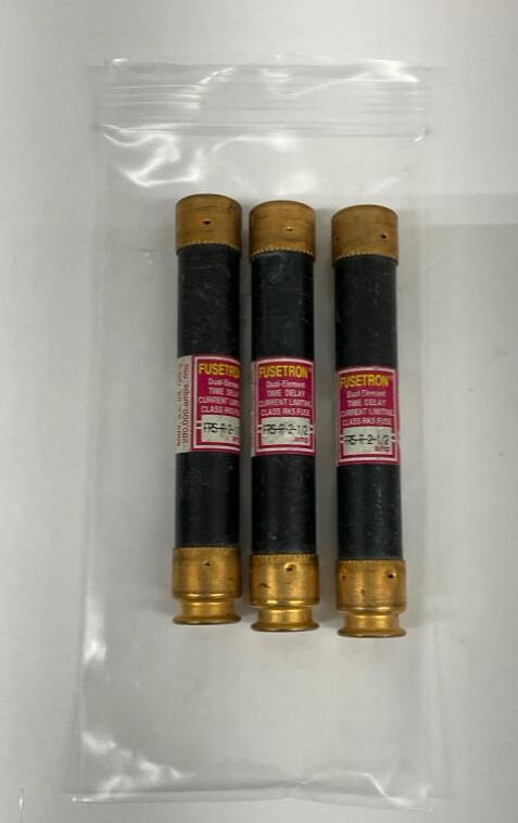 Bussmann  FRS-R-2-1/2  Lot of 3 Fusetron  2.5 Amp Fuses Time Delay