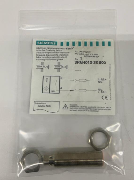 Siemens  3RG4013-3KB00  Inductive Proximity Sensor 20-265 Volts  AC/DC