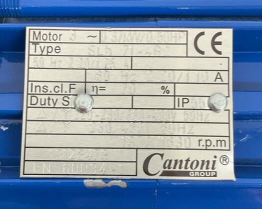 Cantoni  SLh-71-4B2  Motor 220-230V  380-400V  1370/1630 RPM - 0