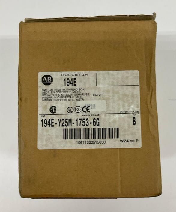 Allen Bradley  194E-Y25M-1753-6G  25A  3P  Thermoplastic Load Switch