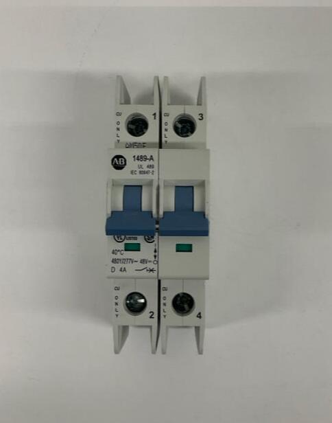 Allen Bradley  1489-A2D040  4-Amp, 2-Pole Circuit Breaker 48VDC,  480Y/277VAC