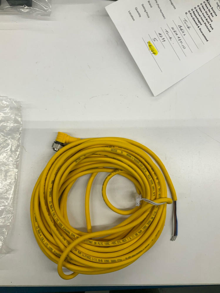 Turck WK4.43T-10 4-Wire M12, 90 degrees Female Single-end Cordset 10m U2437-13