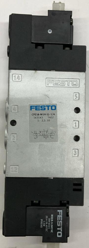 Festo CPE18-M1H-5J-1/4 5/2 way Pneumatic Valve w/24VDC Coils 163143