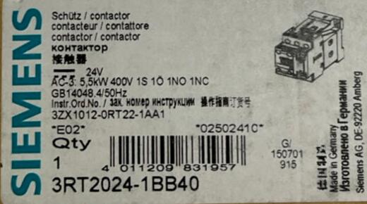 Siemens 3RT2024-1BB40 24VDC Coil 3P Contactor 400V - 0