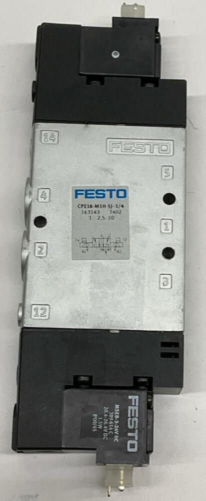 Festo CPE18-M1H-5J-1/4 5/2 way Pneumatic Valve w/24VDC Coils 163143