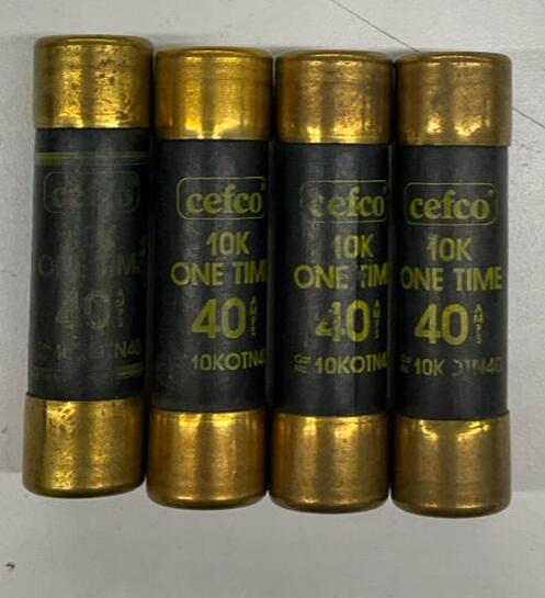 Cefco 10KOTN40 Lot of 4 One-Time Fuses 40 Amps, 10KA