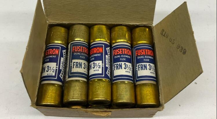 Bussmann FRN-3-1/2 Fusetron Box of 10 Dual Element Fuses 3-1/2 amp 250VAC