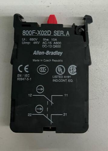 Allen Bradley 800FXO2D Ser. A. Contact Block 2 Normaly Closed - 0