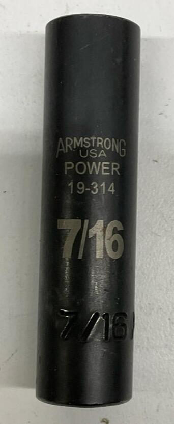 Armstrong 19-314 Thin-Wall 7/16" 12-Point Long Socket 3/8" Drive