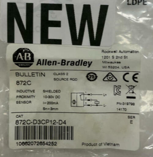 Allen Bradley 872C-D3CP12-D4 Inductive Proximity Sensor 10-30VDC Sn:3mm - Like New