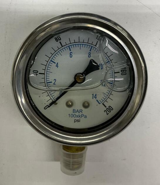 Precision Instruments 201L-254 2-1/2" Pressure Gauge 200 PSI 1/8" NPT - Like New